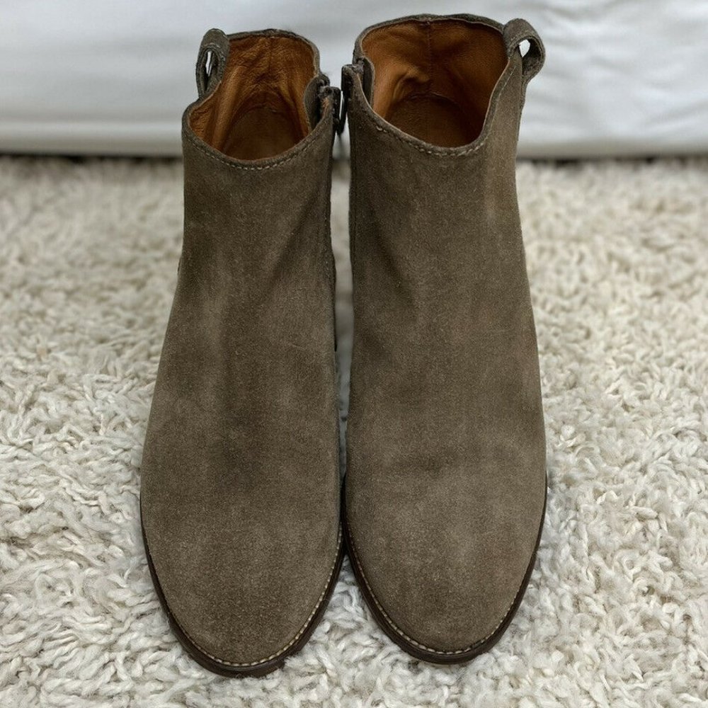 Madewell Women's Size 8 Billie Suede Zip Up Ankle Boots Taupe 05148